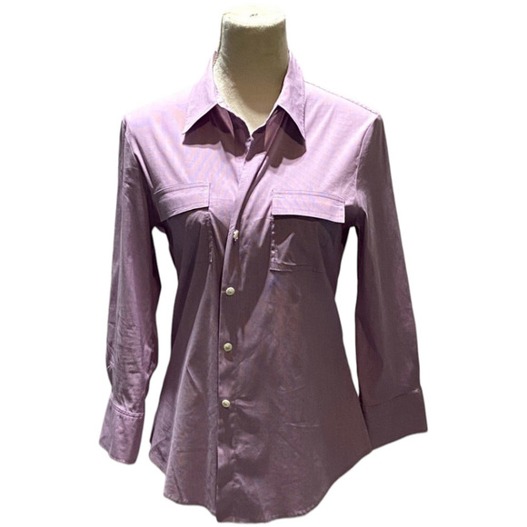 Theory purple striped button down shirt size large - Picture 1 of 6